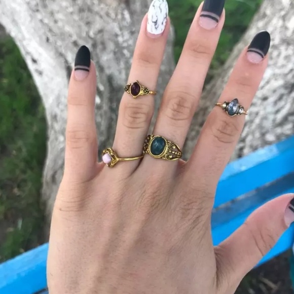 Vintage Antique Gold Knuckle Midi Women's Ring Set - Picture 6 of 7